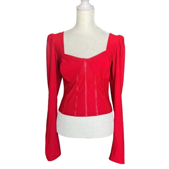 NWT - Guess Scarlet Red LS Crop Top (Size: L) - Picture 1 of 2